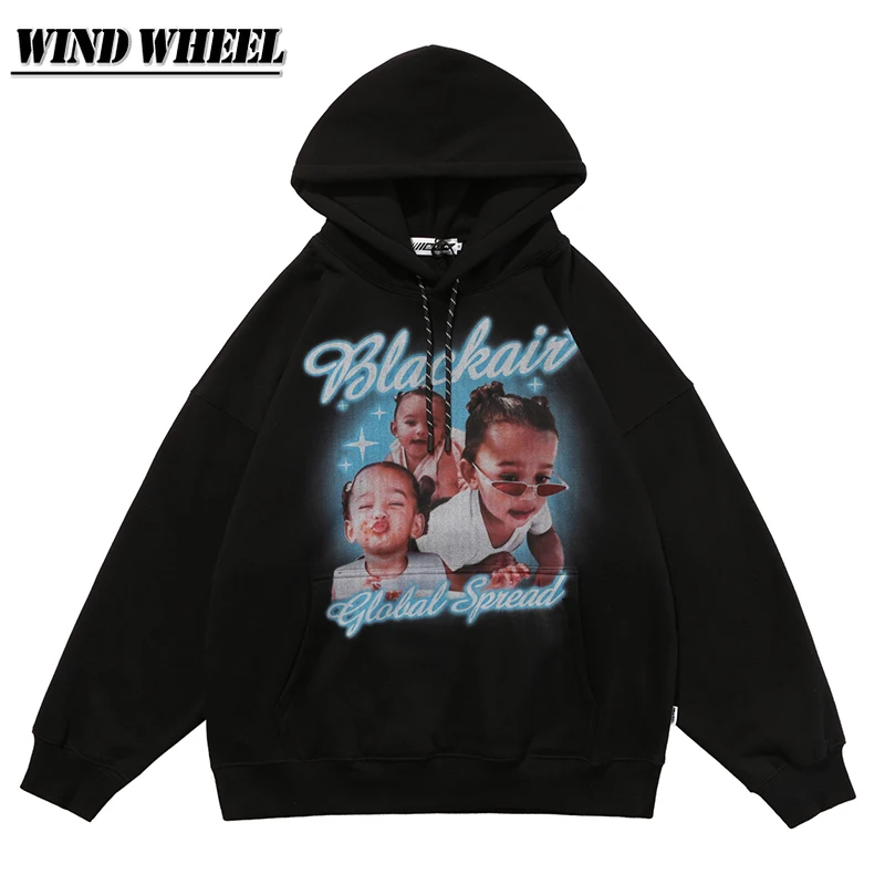 

Oversized Hoodie Hip Hop Fashion Men Velvet Sweatshirt Child Graphic Print Streetwear Harajuku 2021 Cotton Autumn Winter Hoodies