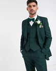 Свадебное платье, темно-зеленый костюм с лацканами, мужские смокинги, мужской облегающий блейзер для жениха, 3 шт. (пиджак, брюки, жилет)