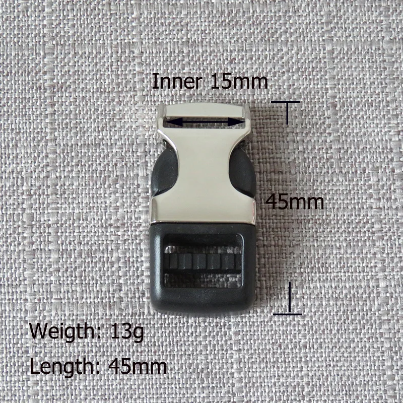 

50pcs wholesale 15mm webbing metal straps buckle belt clasp for bag backpack dog collar paracord garment sewing DIY accessory