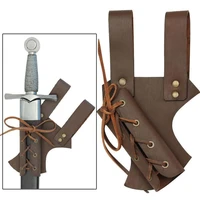 medieval sword belt waist sheath scabbard adult warrior armor costume black brown rapier leather buckle strap holster