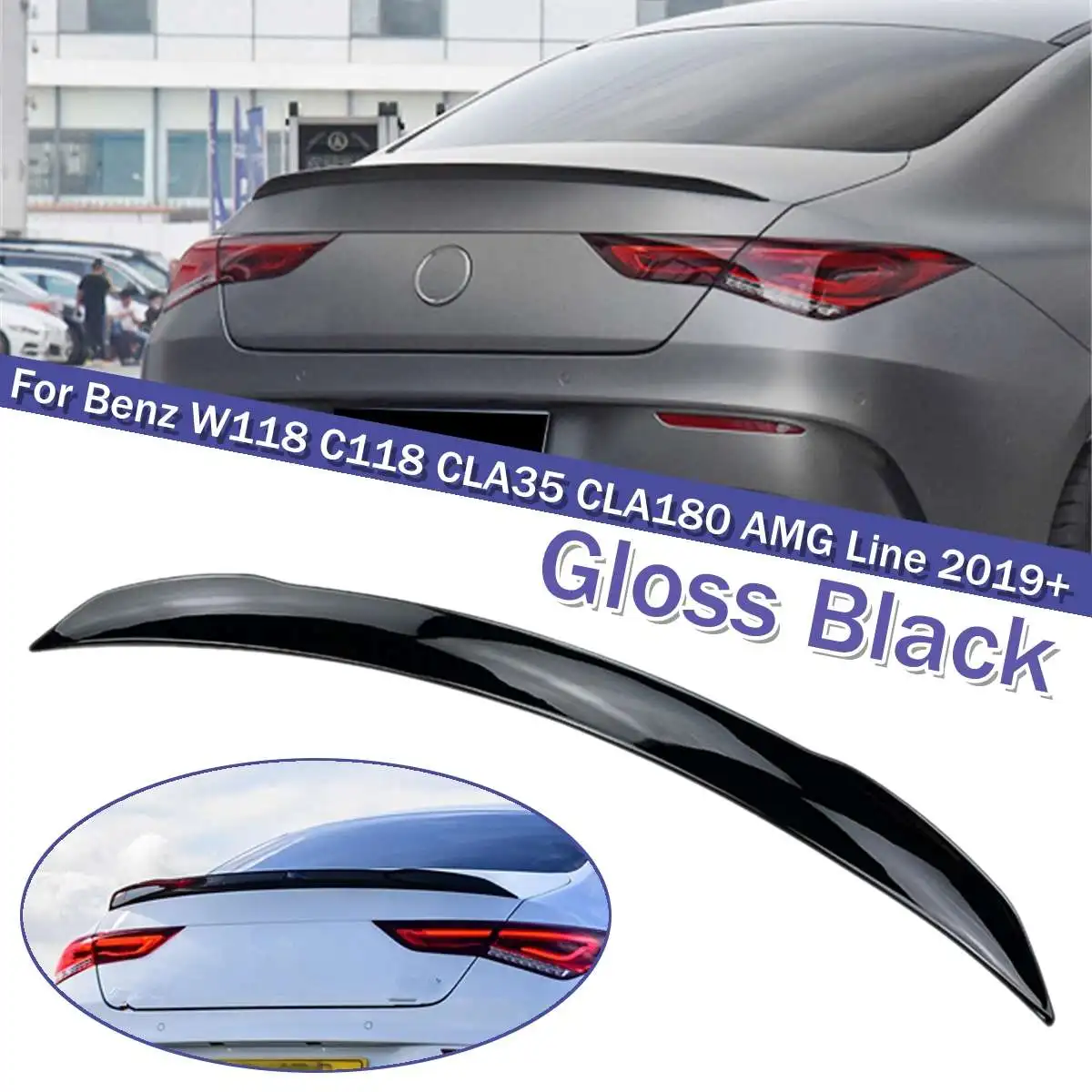 

Rear Trunk Spoiler Tail Wing Lip For Mercedes Benz W118 C118 CLA35 CLA180 CLA200 CLA250 CLA45 AMG Line 2019-2021 Glossy Black