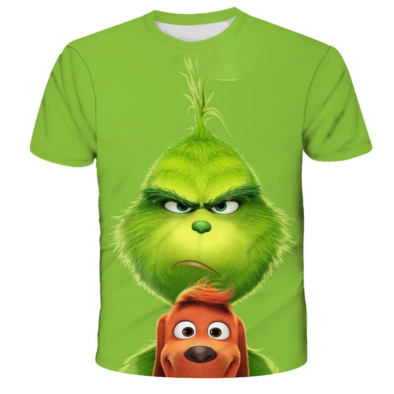 Summer Grinch  Anime T-Shirts Children 3D Printing Girls Clothes Unisex Boys Short Sleeves  Tees Baby Kids Crew Neck Tops
