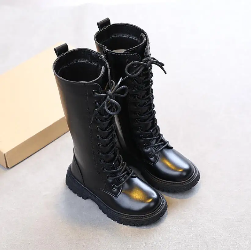 

Girls' High Boots Children's Leather Boots Autumn Winter Martin Boots Princess Snow Boots Children's High Boots Winter Warm