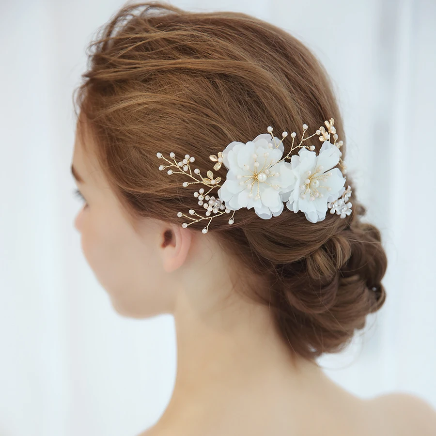 1pc/lot Handmade Delicate White Floral Flower Pearl Bridal Hair Clip Pins Barrette Comb Headwear For Wedding Jewelry | Украшения и