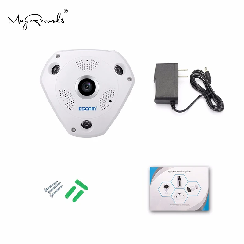 

Shark QP180 HD 960P H2.64 1.3MP 360 degree panoramic fisheye infrared camera VR camera support VR box and two way talk