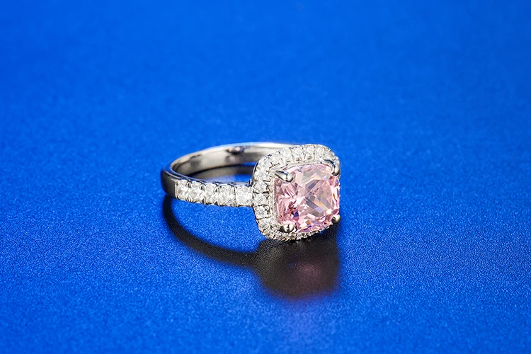 6*6 мм VS1 F тестовое положительное кольцо Moissanite 14k из белого золота 1CT Lab Halo Подушка