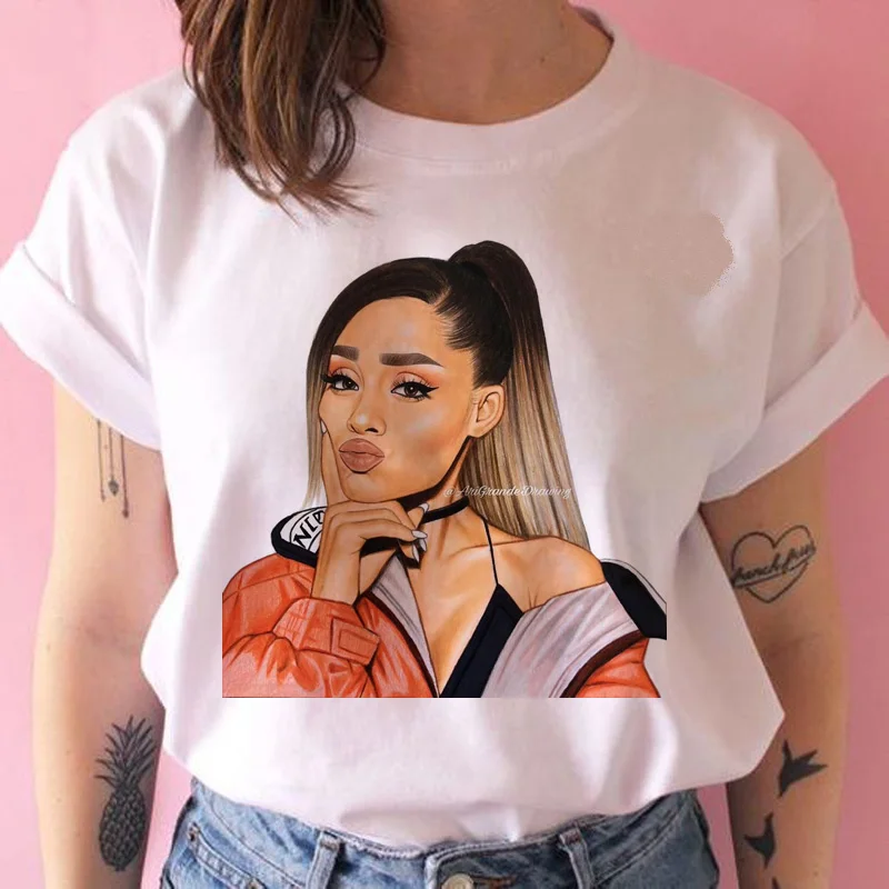 Женская футболка с коротким рукавом ariana grande модная 90s уличная в Корейском стиле