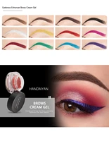 12 color super waterproof eyebrow cream professional black color eyebrow gel brow tint long lasting with makeup brush