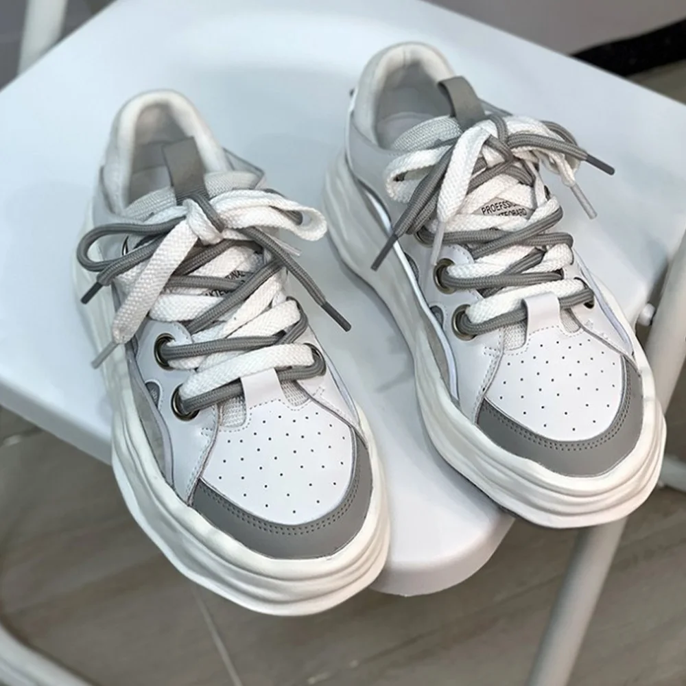 

Женские кроссовки для бега, белые кроссовки для тенниса из вулканизированной резины, на платформе, повседневная спортивная обувь на осень ...