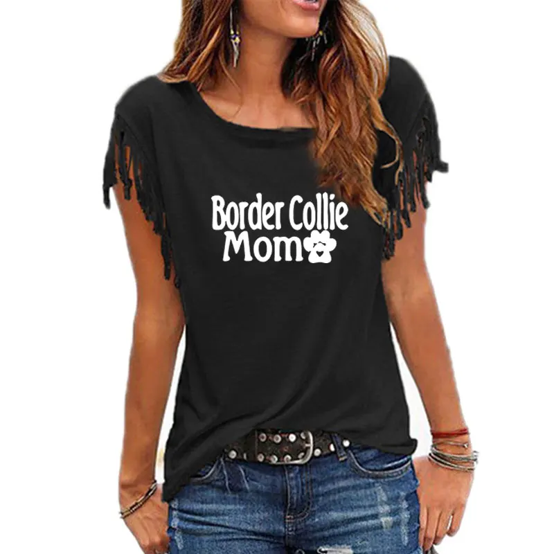

2019 New Fashion Border Collie Mom Print Plus Size Harajuku Shirt Women Tshirt Summer Tops