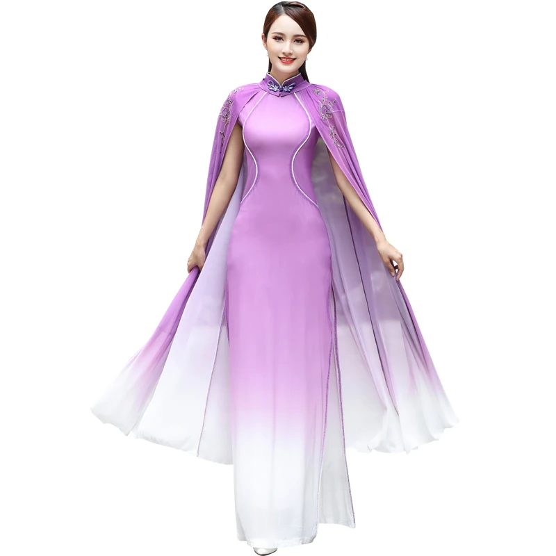 

New Classical Dance Female Elegant Fairy Gauze Performance Dress Purple/Blue Long Robe For Women Oriental Dance Clothes DQL5043