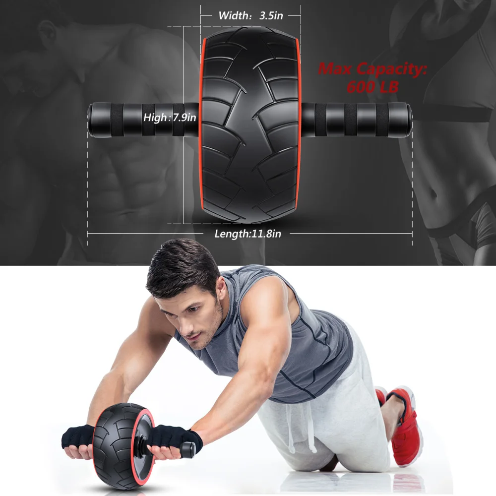 

MOVTOTOP Ab Wheel Roller Set Ab Roller & Jump Rope Set Noise Easy to Grip Abdominal Wheel with Jump Rope and Training Pad for