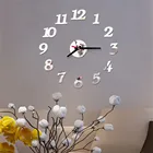 3D настенные часы, акриловые зеркальные наклейки с цифрами поверхности, декор для гостиной, дома и офиса, настенные наклейки, художественные кварцевые настенные часы с иглами
