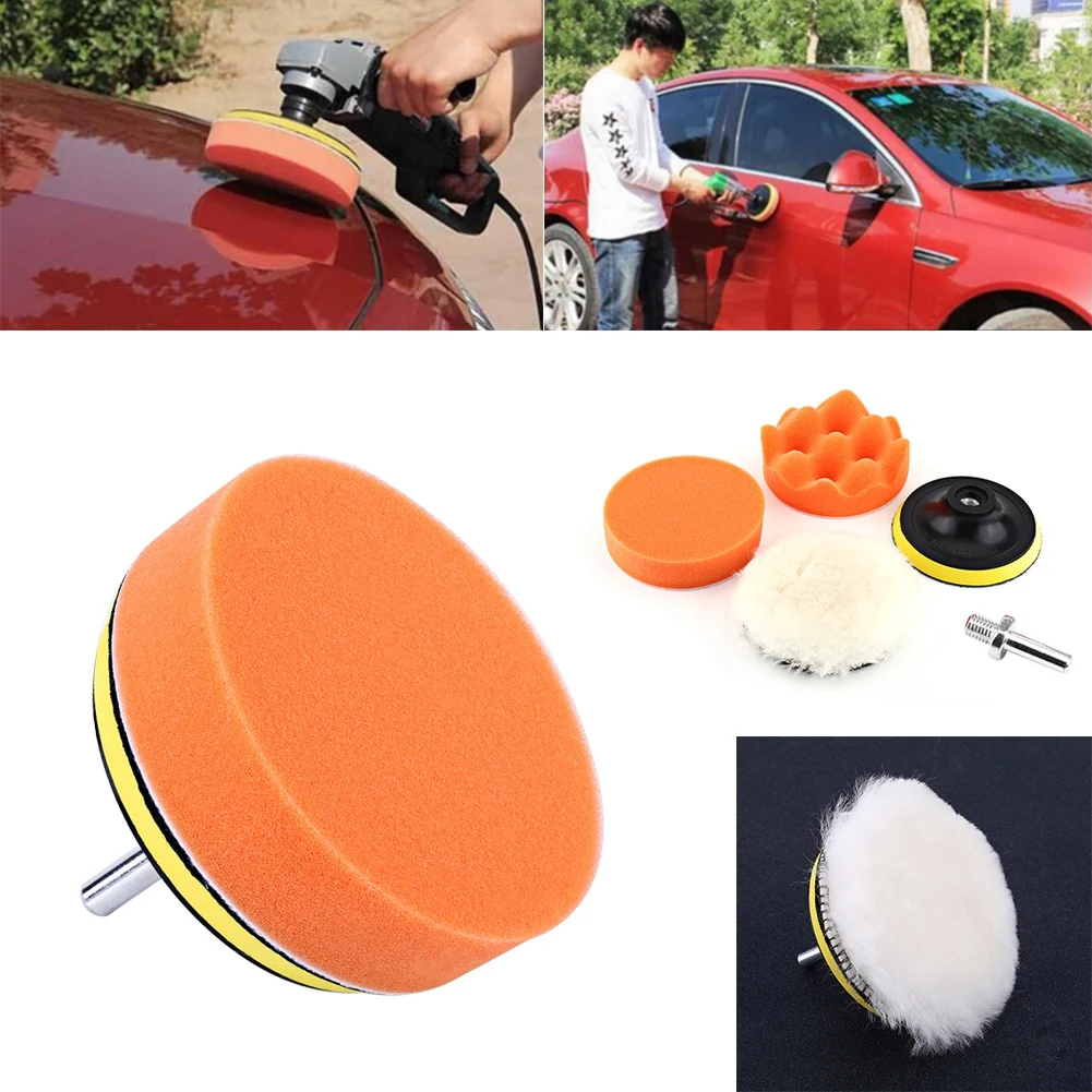 

5Pcs 4" Polishing Buffing Pad Kit Tool For Car Polisher Buffer With M10 Drill Adapter