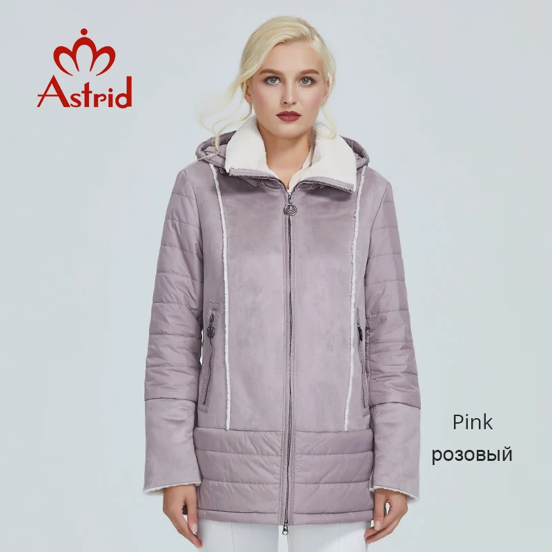 251 pink Astrid зимняя куртка женские теплые пальто Женская плюс размер верхняя одежда однотонные пальто с капюшоном Тонкая хлопковая зимняя куртка AM-2083 - Цвет: 251 pink
