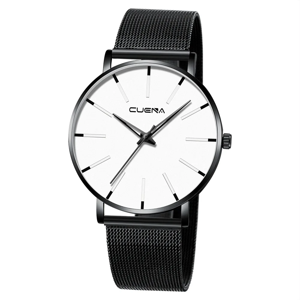 

CUENA 833 Simple Fashion Three-Needle Ultra-Thin Steel Mesh Strap Mens Watch Business Quartz Waterproof Male Wristwatches