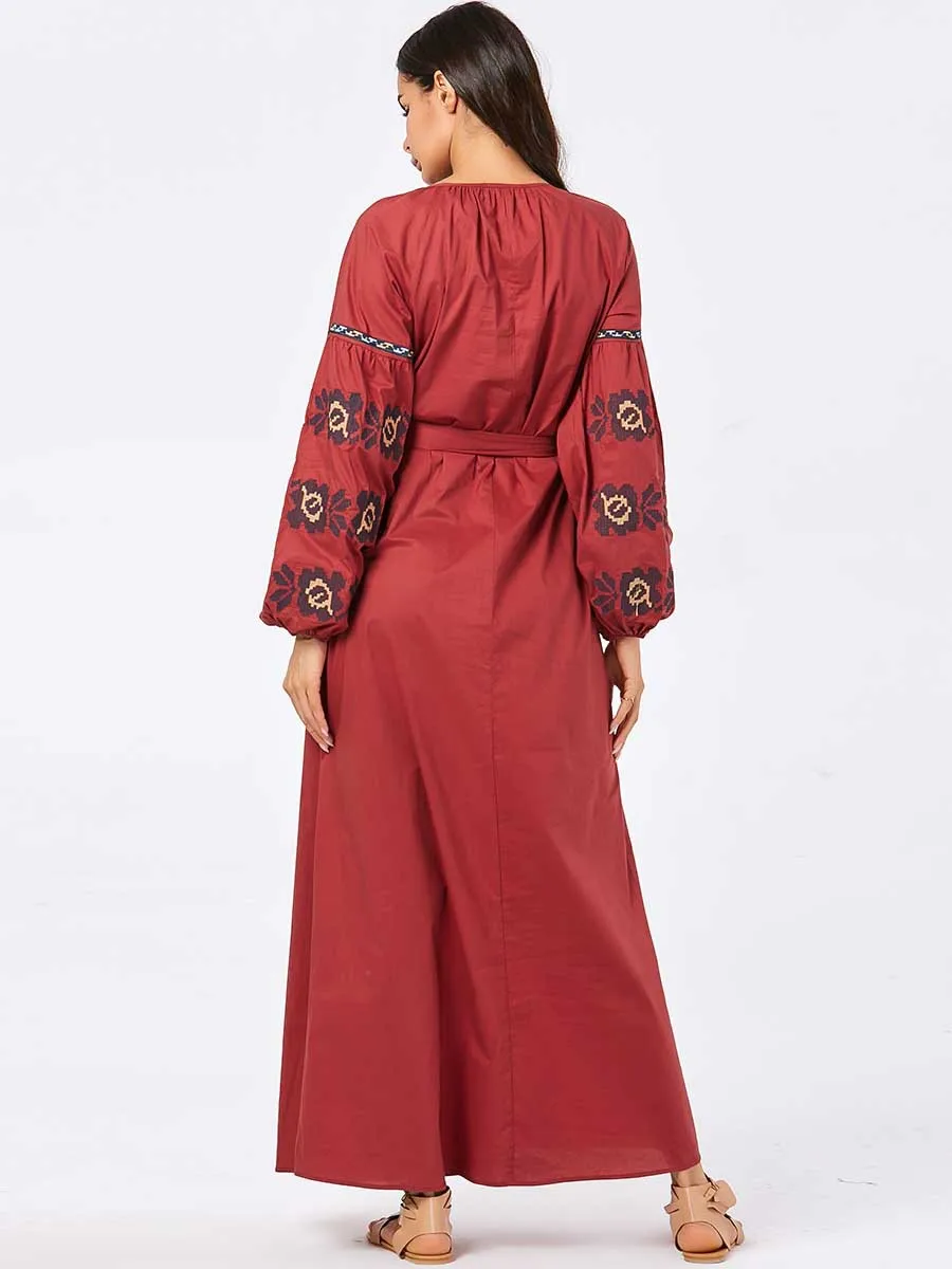 Турецкое мусульманская одежда платье, женское кимоно с пышными рукавами и цветочным платья Хиджаб на шнуровке, марокканский кафтан от AliExpress RU&CIS NEW