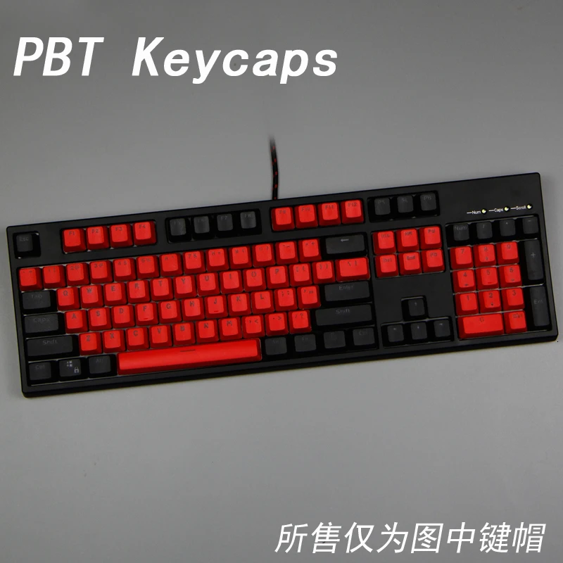 black and red 1 комплект ANSI 104 87 Механическая клавиатура PBT с подсветкой ключ колпачок для MX переключатели полупрозрачный ключ крышка s Для EVA Sunshine Dolch queen - Цвет: black and red