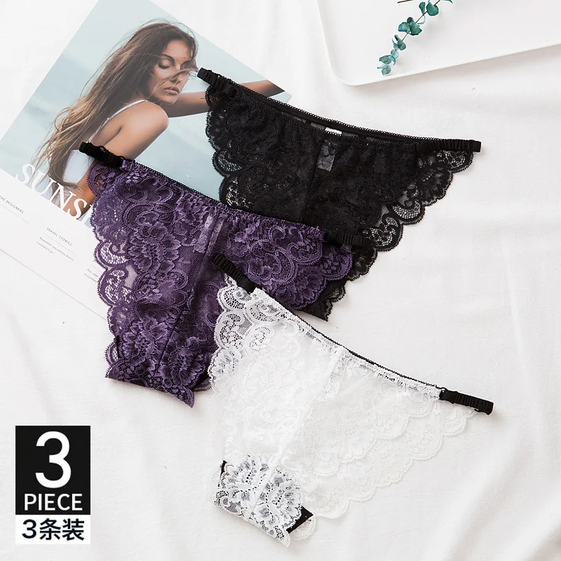 

3Pcs Sexy Transparent Underwear Women Solid Low-Rise Hot Sexy Panties Women Thongs G String Femme Breathable Seamless Panties