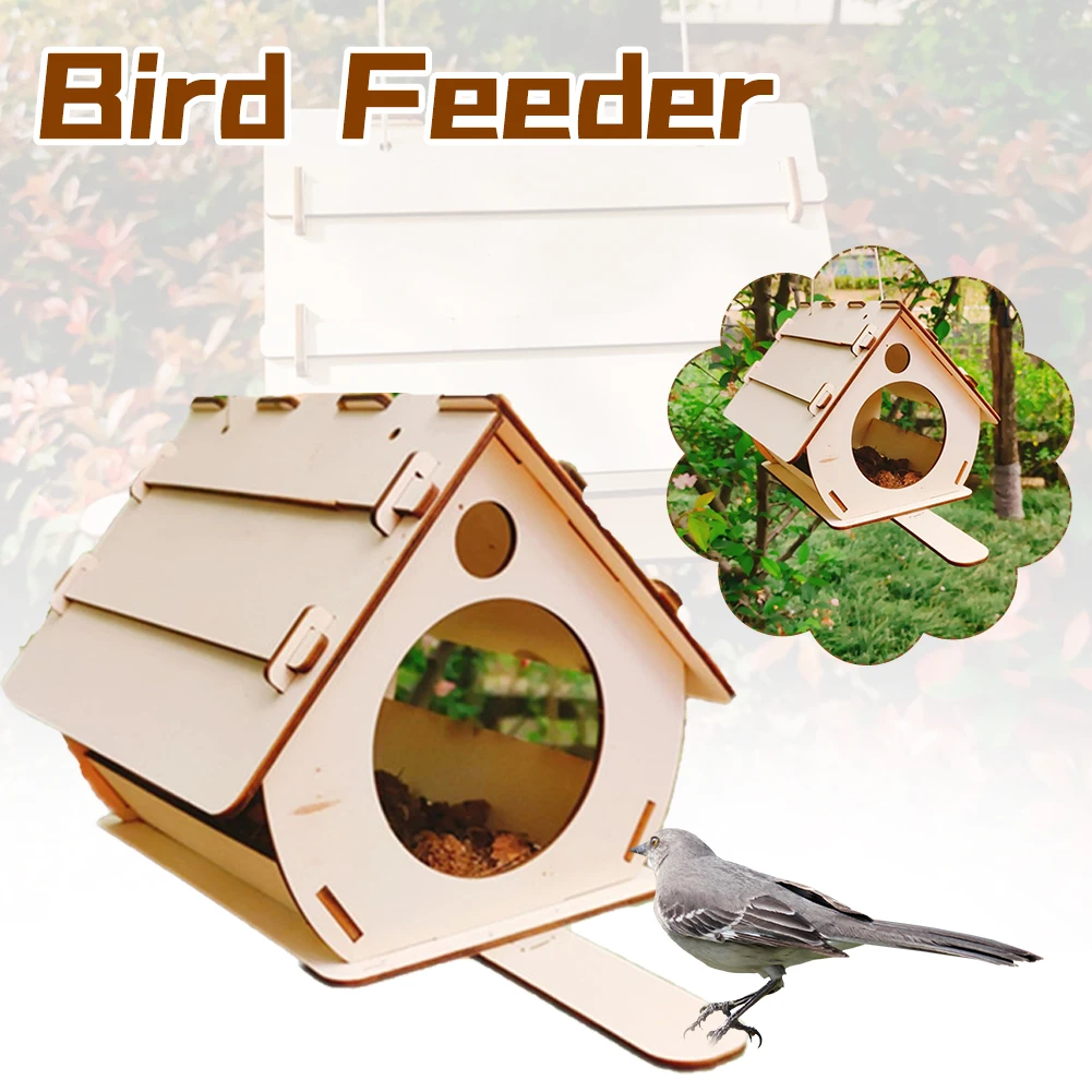 

Creative Wooden Bird House Breeding Cage Box Feeding Nest Garden Backyard Balcony Pendant Simulation Fence Birdhouse Home Decora