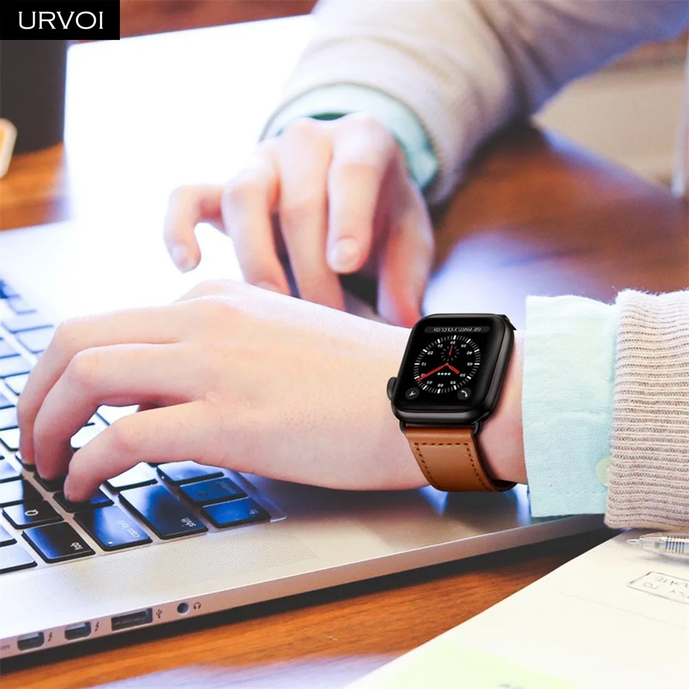 Ремешок URVOI для apple watch series 7 6 5 4 3 SE спортивный браслет из натуральной кожи Swift iWatch