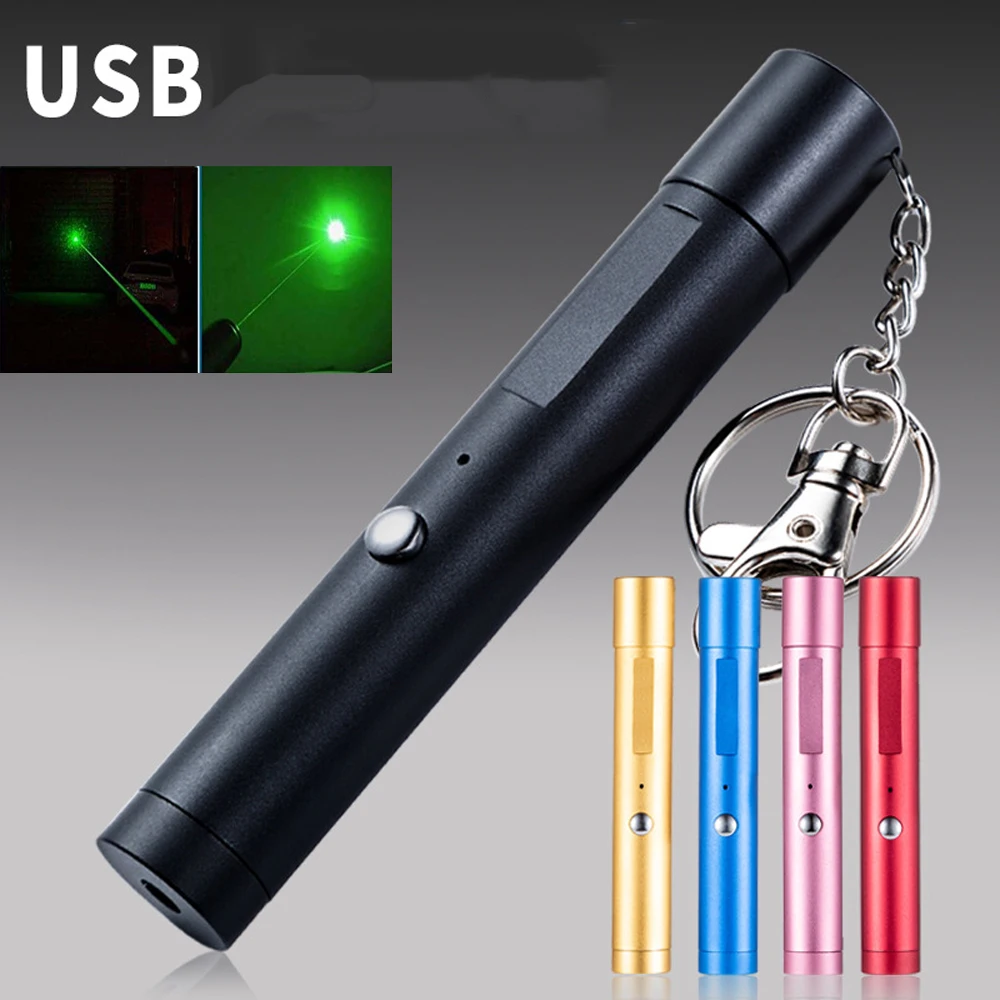 Маленький зеленый лазер фонарь лазерный USB зарядка встроенный Батарея лазерная