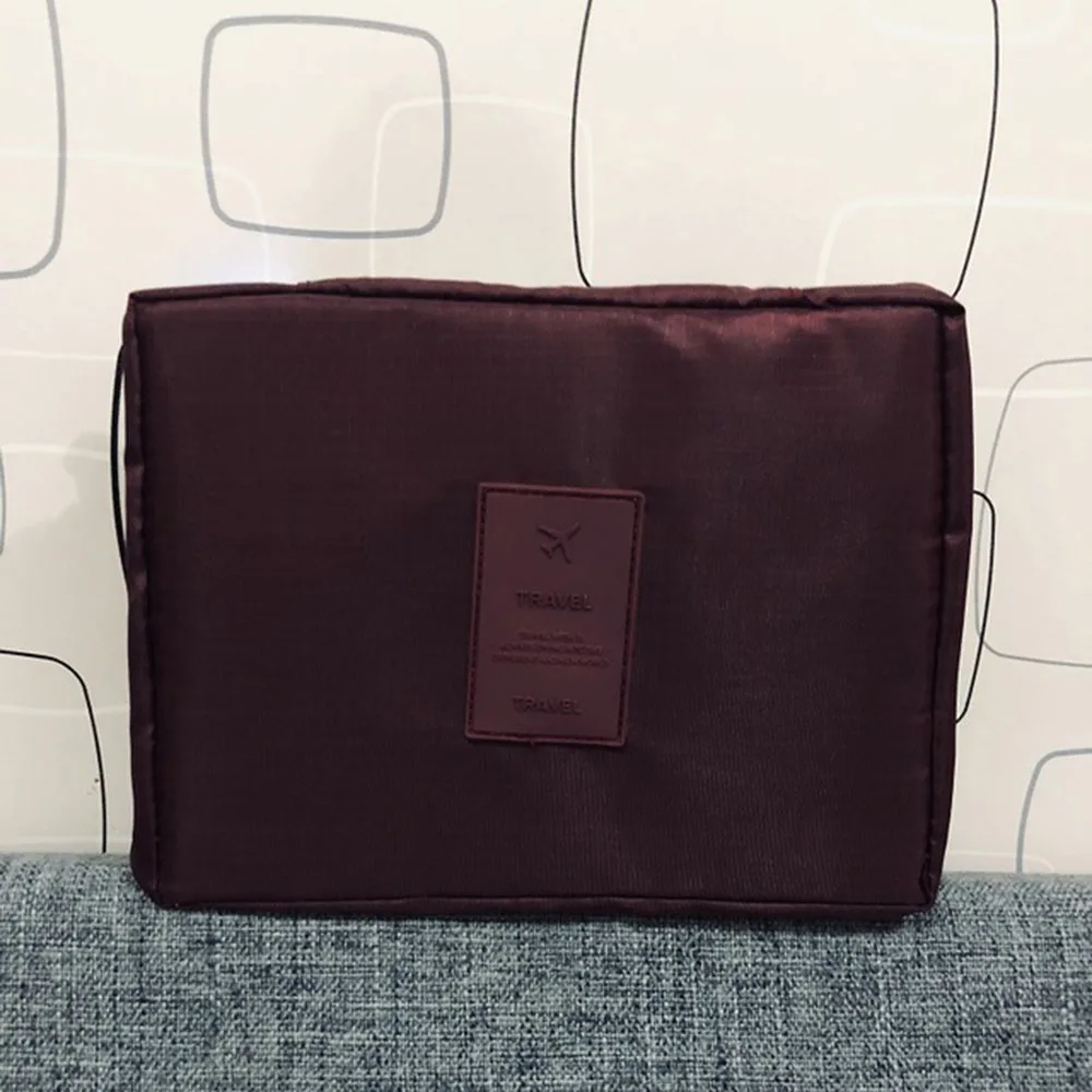 wine red Женский косметический корейский органайзер для путешествий, многофункциональная косметичка - Цвет: wine red