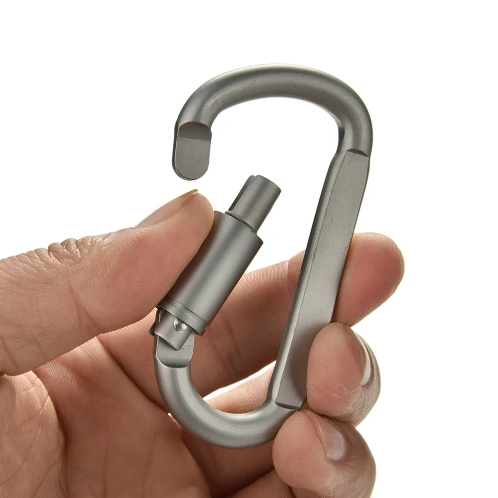 

1pcs Aluminum Alloy D Shape Carabiner Screw Lock Bottle Hook Buckle Hanging Padlock Keychain Camping Hiking tool