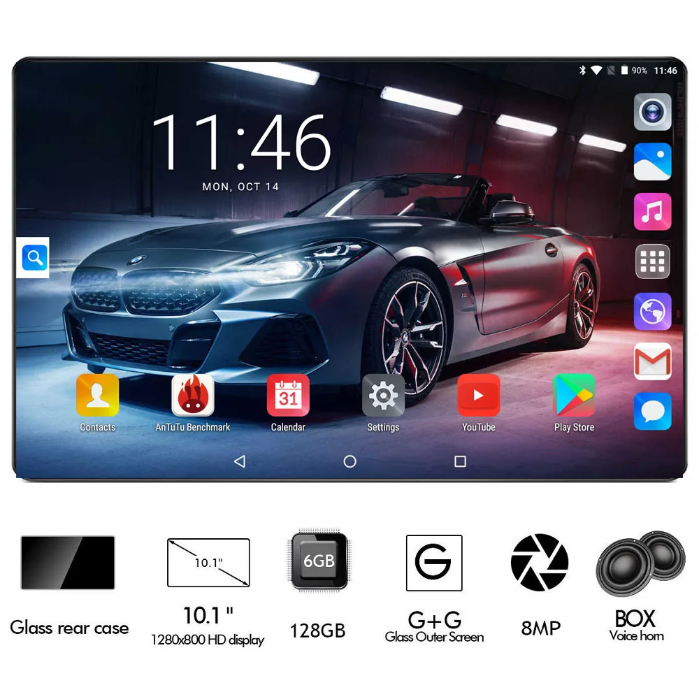 Супер 2.5D 10-дюймовый планшетный Octa Core 6 ГБ Оперативная память 128 Гб Встроенная память 4G FDD LTE 1280*800 ips 2.5D Стекло Экран Android 9,0 OS таблетки 10,1