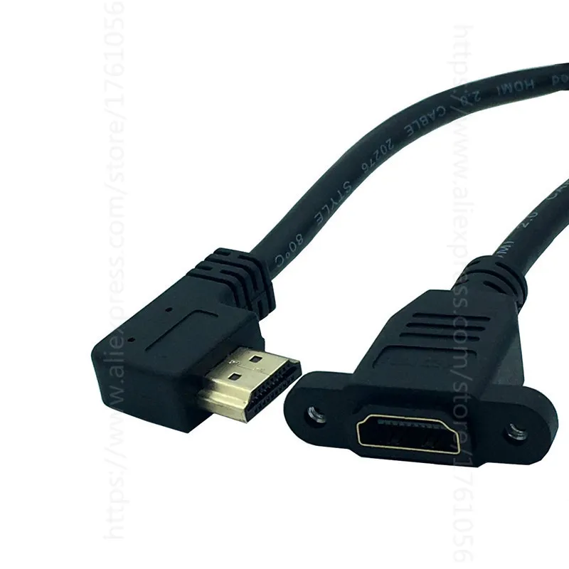 HDMI 2,0 кабель с г-образным штекером справа налево вверх вниз HDMI v2.0 мужчин и женщин Панельное крепление w/винт 4K* 2k 60Hz HD удлинитель 15 см