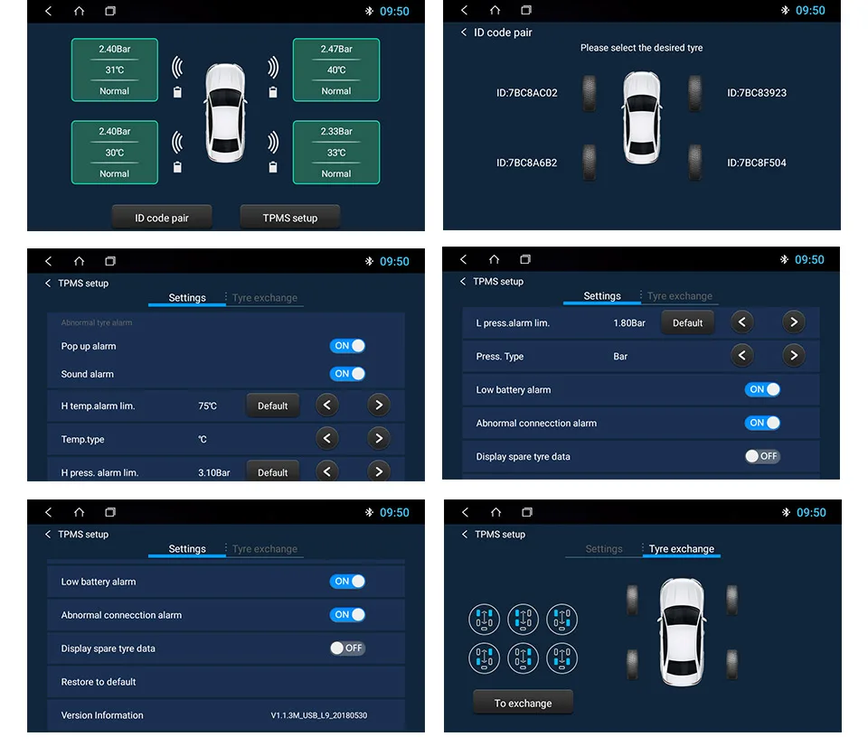 Ownice автомобильный Автошина давление USB TPMS сигнализация давления в шинах безопасность внешние/внутренние датчики для автомобиля dvd плеер навигация