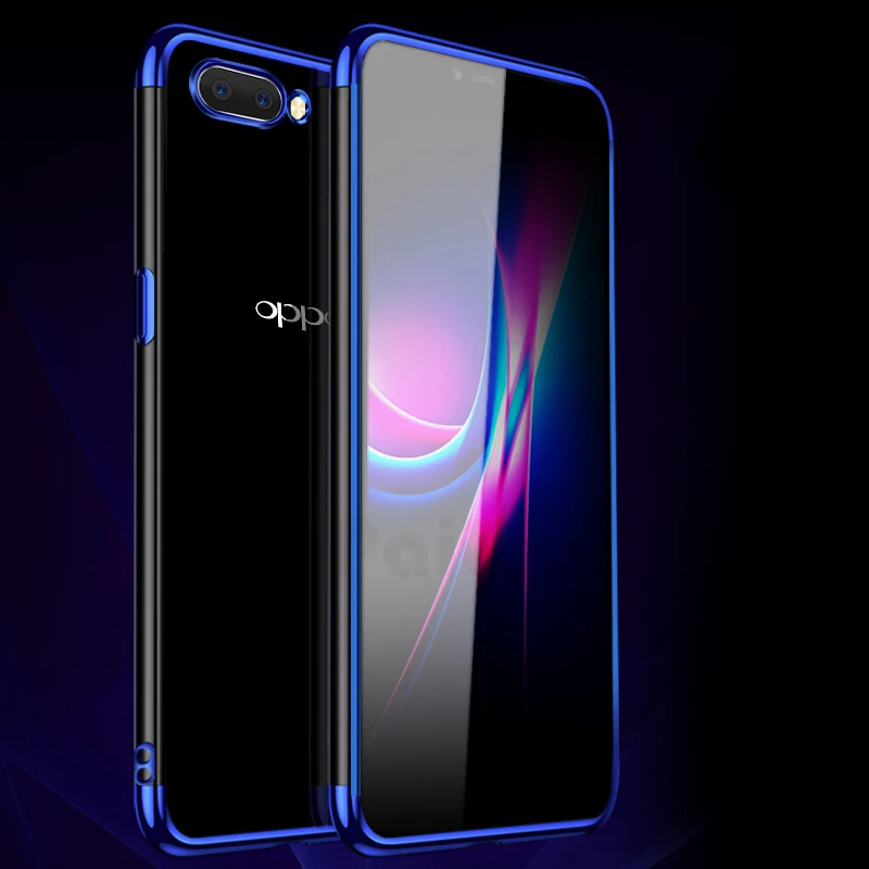 Синий UPaitou Роскошные Покрытие чехол для OPPO F11 A9 Pro A7 A7X AX7 A5X AX5 A3 A3S A1 Realme 3 Pro X чехол из силикона и ТПУ с прозрачной оправой и чехол - Цвет: Синий