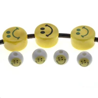10pcs 7 16mm round smile face ceramics beads loose spacer beads for jewelry making diy handmade bracelet necklace accessories