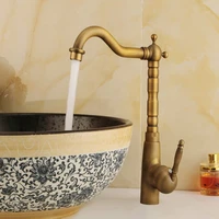 antique brass bathroom sin faucet deck mounted single handle bathroom mixer taps hot and cold basin faucet