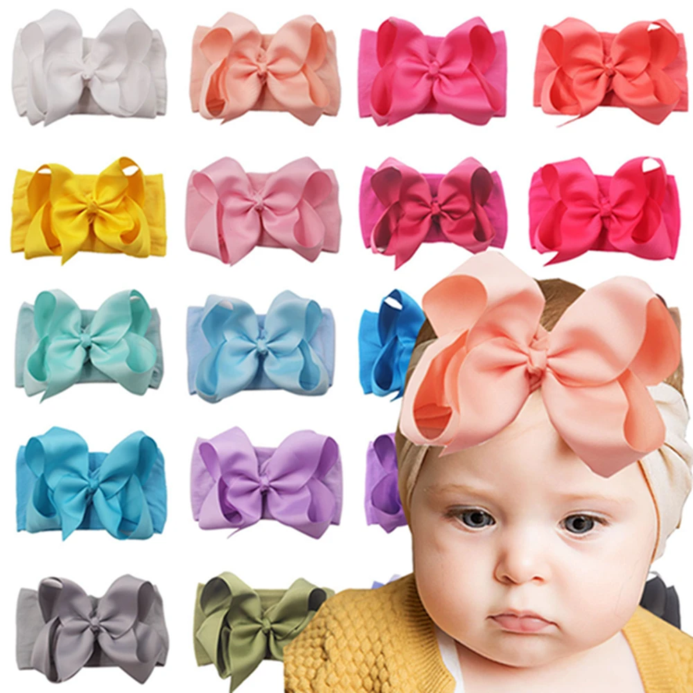 15*10 см модная обувь ручной работы Grosgrain ленты бантом эластичное оголовье сплошной
