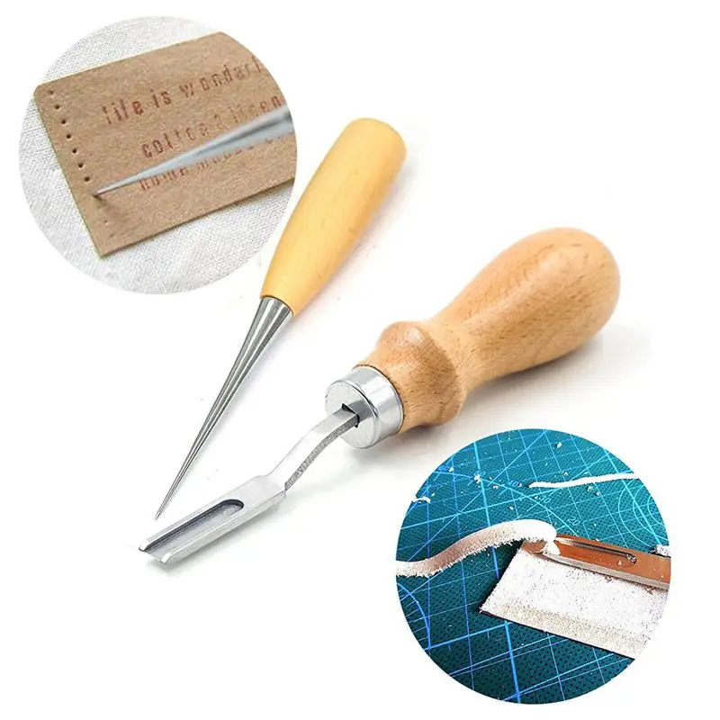 

Leather Craft Punch Tools Kit 18pcs Stitching Carving Working Sewing Saddle Groover Leather Craft DIY Tool