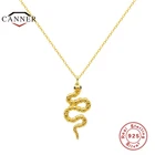 Женское Ожерелье CANNER, ожерелье из настоящего серебра 925 пробы в форме змеи