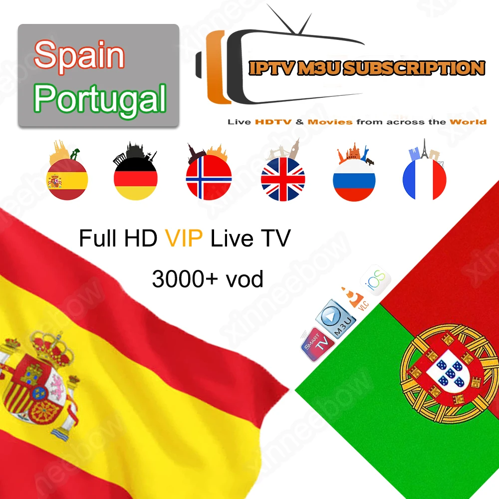 Стабильный Iptv m3u подписка Европа Full HD Испания Португалия Iptv m3u подписка VOD горячий канал для Smart tv M3U Android устройства