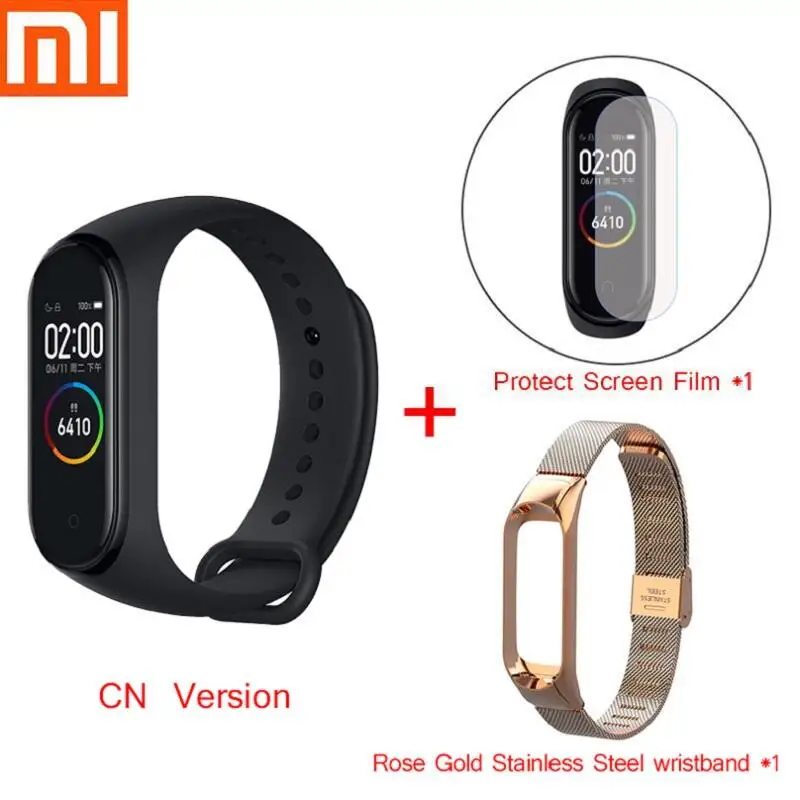 Xiaomi Mi смарт-браслет 4 фитнес-браслет MiBand 4 Частота сердечных сокращений большой сенсорный экран сообщение Smartband D30