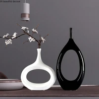 nordic black and white ceramic vase decoration living room flower arrangement decoration home hydroponic dried flower vase