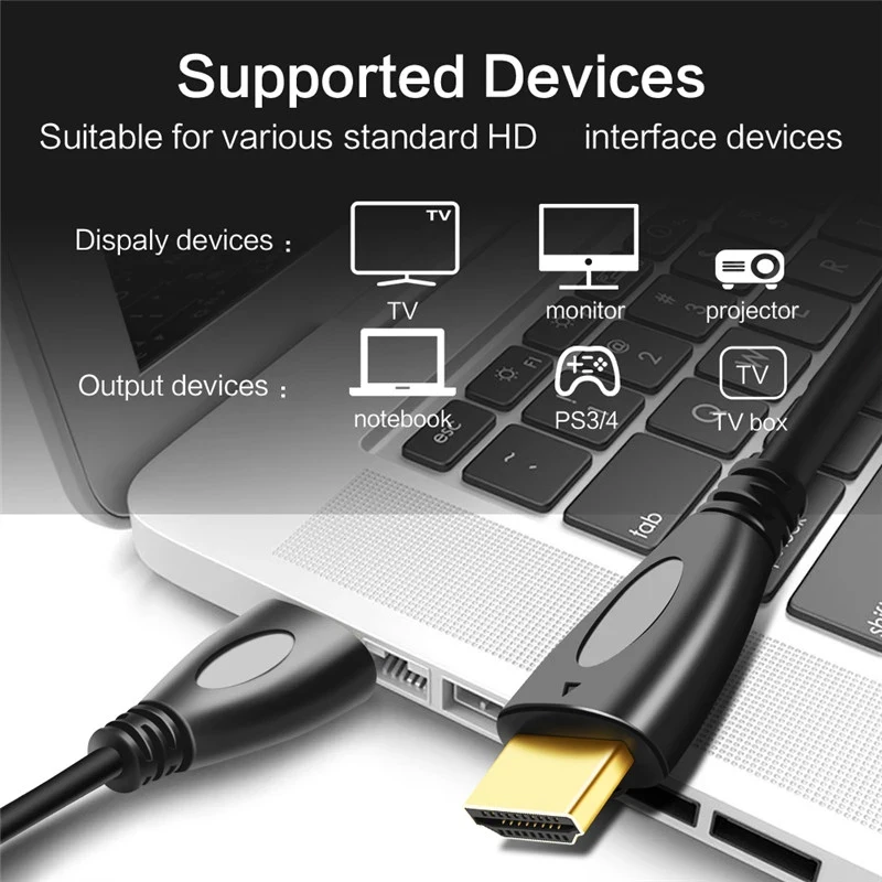 HDMI-совместимый штекер-штекер 3D 4K позолоченный видеокабель Высокоскоростной