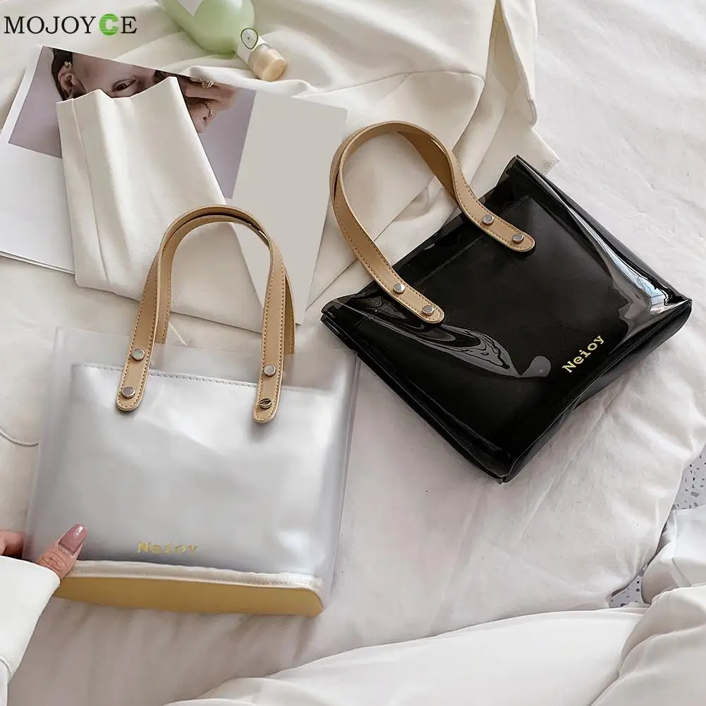 

Модные женские прозрачные композитные сумки из 2 предметов, сумка для покупок на плечо, повседневная женская однотонная маленькая сумка-тоу...