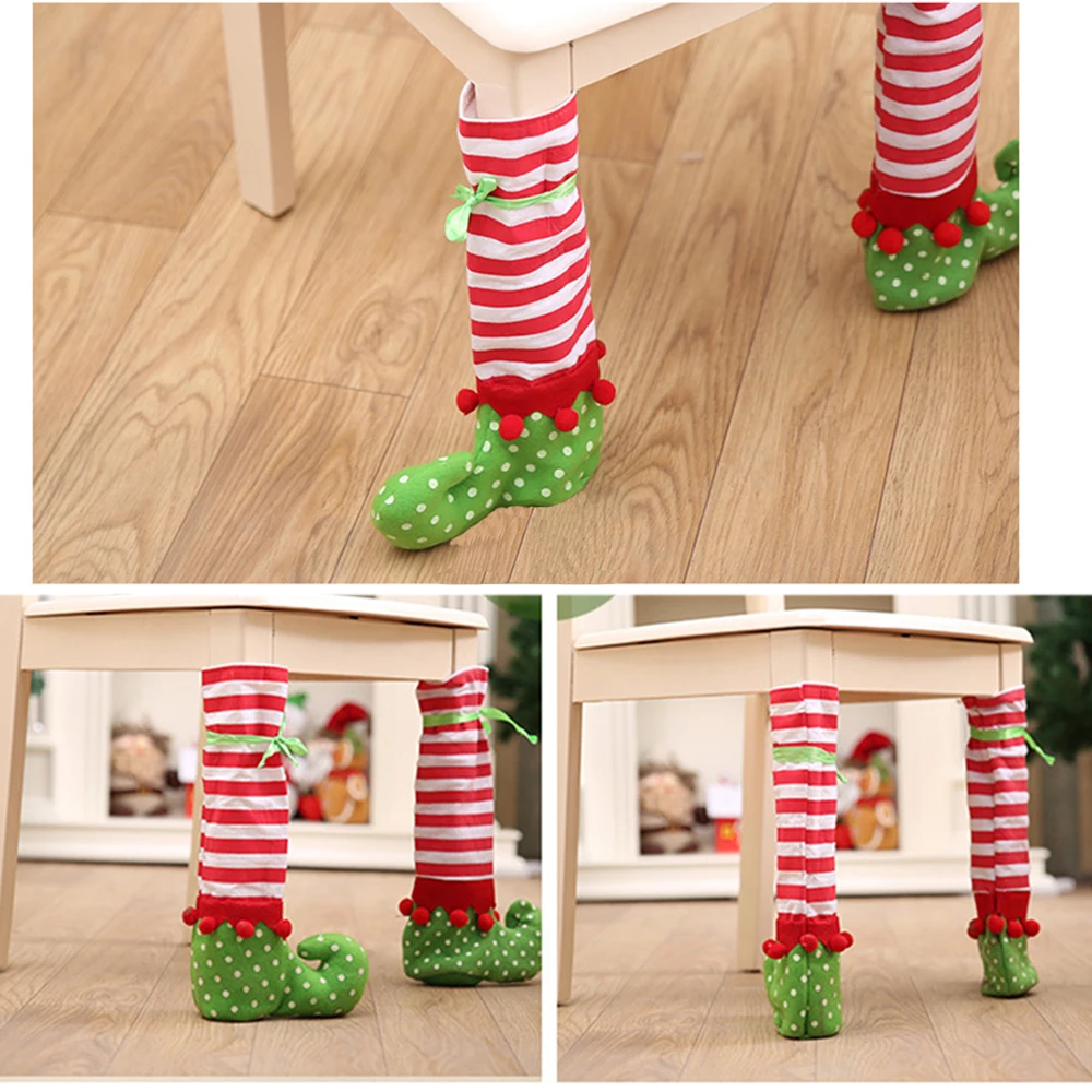 

4 шт., эластичные противоскользящие чехлы на ножки стула, украшение на Рождество, ножки стула, стола