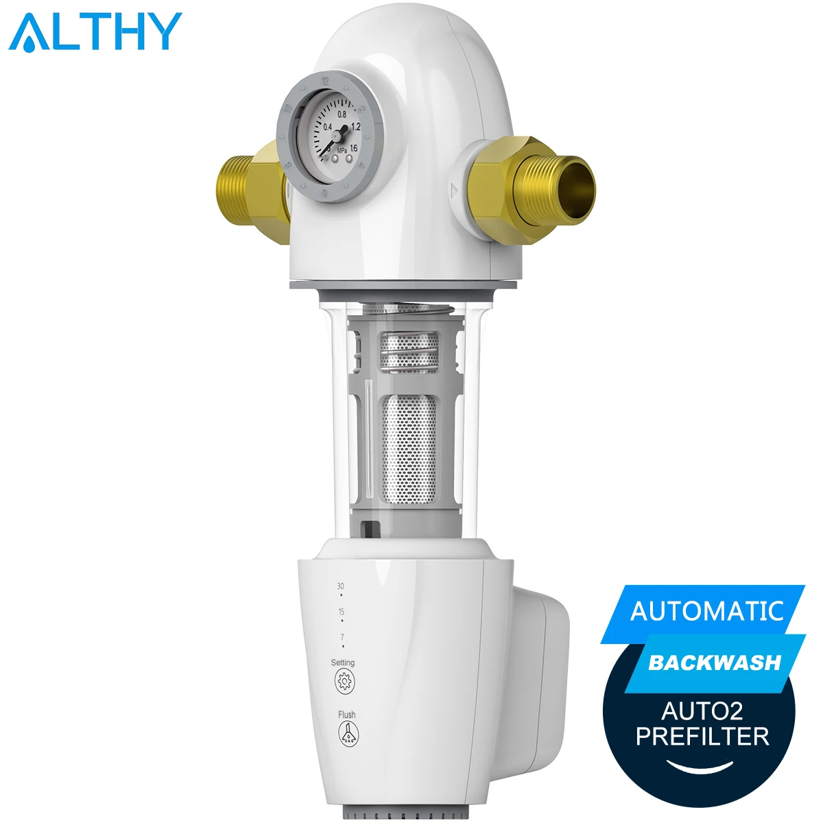 althy pre auto2 automatic flushing backwash prefilter spin down sediment water filter central whole house purifier system free global shipping