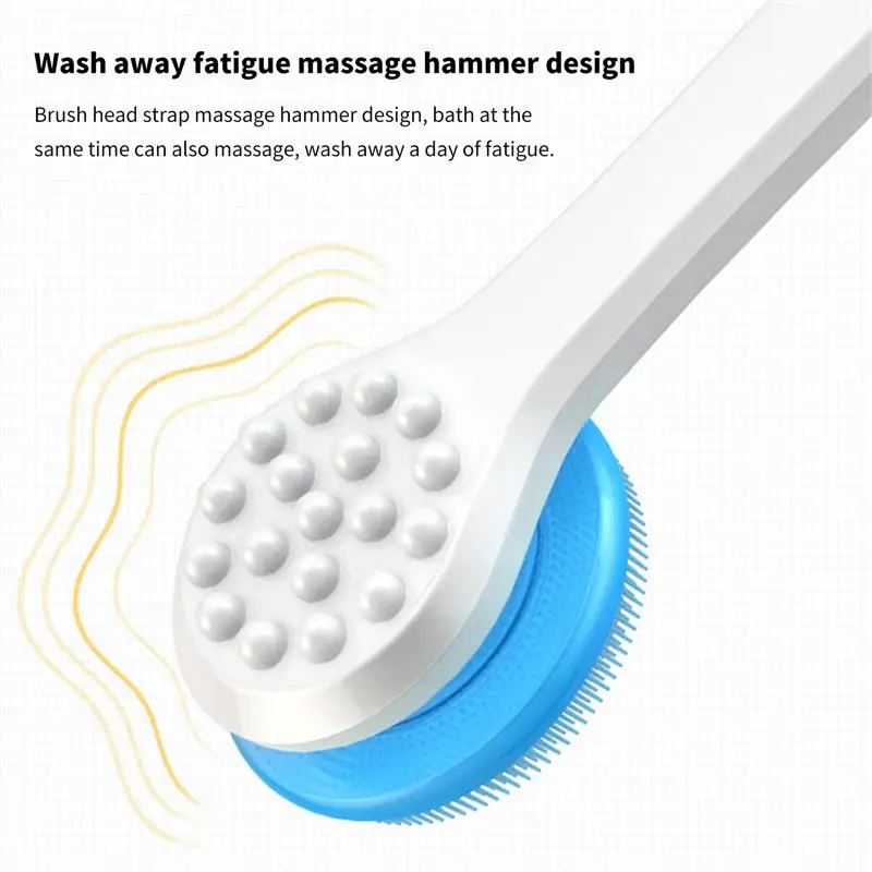 

Multifunctional Silicone Brush Body Long Handle Double-Sided Bath Shower Brush Back Massage Exfoliation Wisp Body Scrub Brush