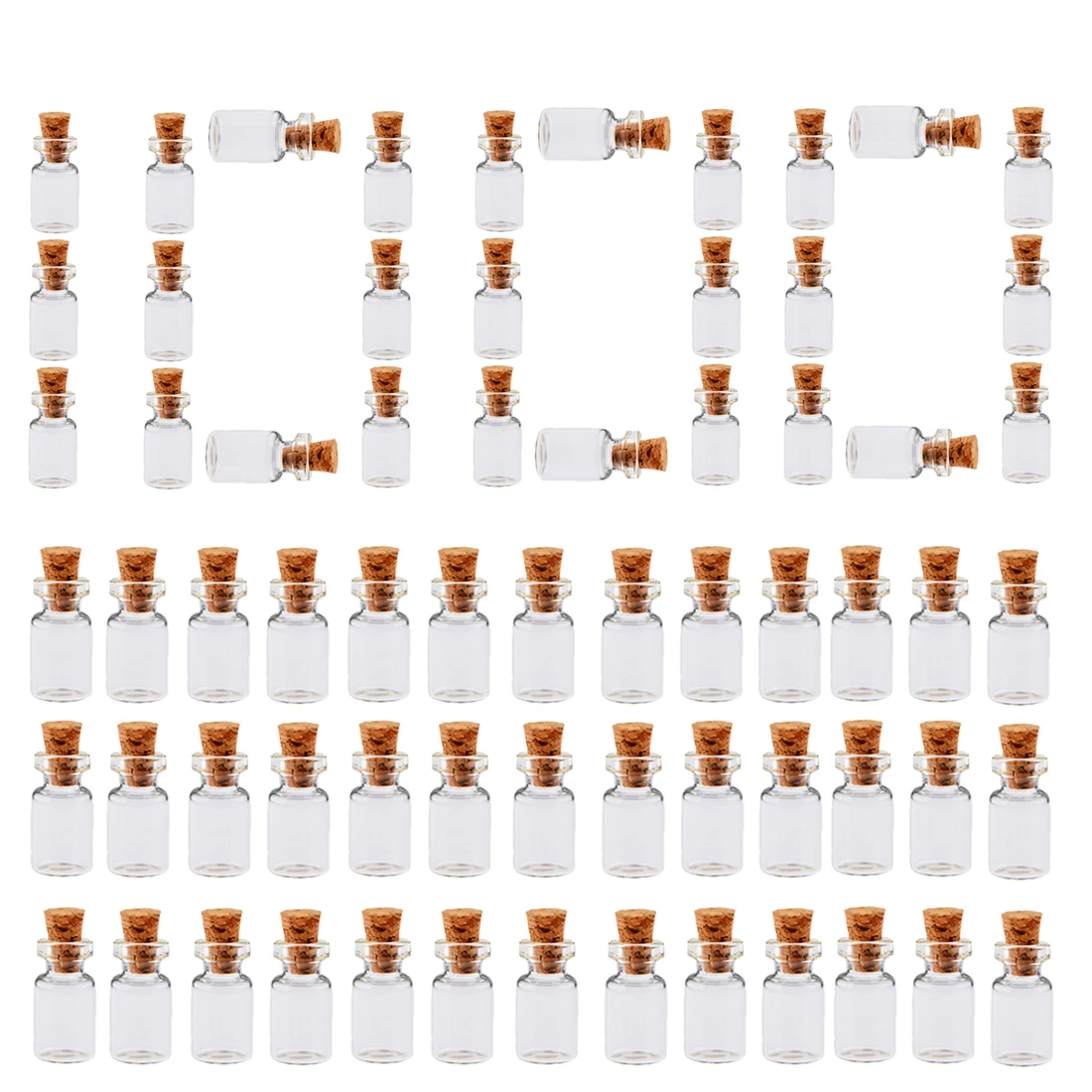 

1000pcs 0.5ml Mini Clear Glass Bottle Wishing Bottle Vials Empty Glass Jars With Cork Stopper Weddings Wish Party Favors