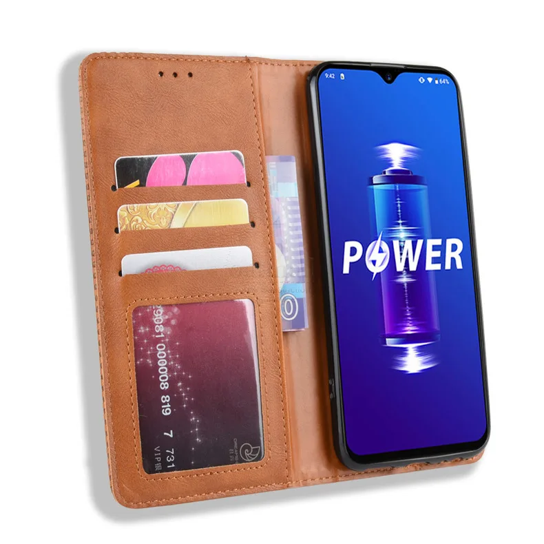 Роскошный Ретро Тонкий магнитная кожа флип чехол для UMIDIGI power чехол книжка Бумажник слот для карт Стенд мягкий чехол Сумки для мобильного телефона