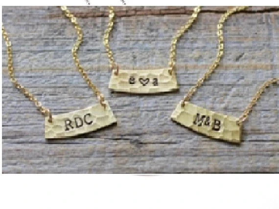 Personalized Memorial Necklace name or words Hammered Bar Engraved Gift for Mom Mommy girl friend N298 | Украшения и аксессуары