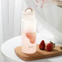 frosted matte clear glass water bottle 420ml portable cute bpa free waterbottle milk juice cup home office equipment gifts