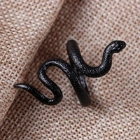 trendy anillos retro snake shaped ring male black adjustable opening metal ring hip hop rock men and women jewelry